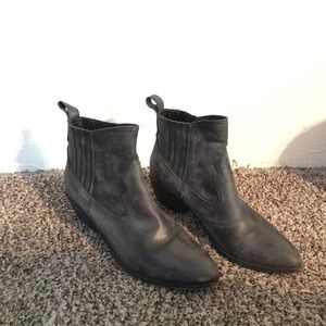 Joie Charcoal Leather Ankle Booties